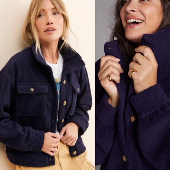 Anthropologie Daily Practice Fleece Bomber Jacket - Picture 1 of 16